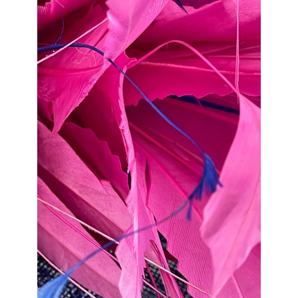 Royal Blue Magenta Pink Sinamay Fascinator Hat Derby Wedding Tea Party Wide Brim